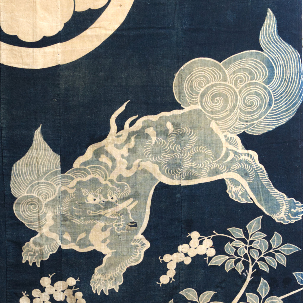 Tsutsugaki Indigo Wedding Futon Cover - Baku motif