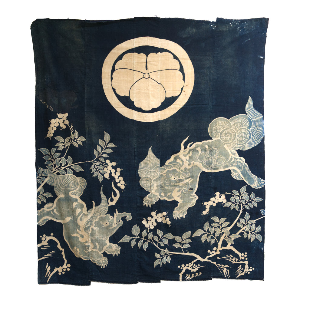 Tsutsugaki Indigo Wedding Futon Cover - Baku motif