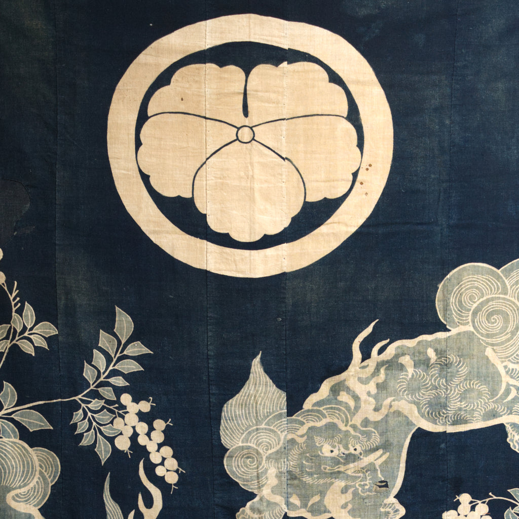 Tsutsugaki Indigo Wedding Futon Cover - Baku motif