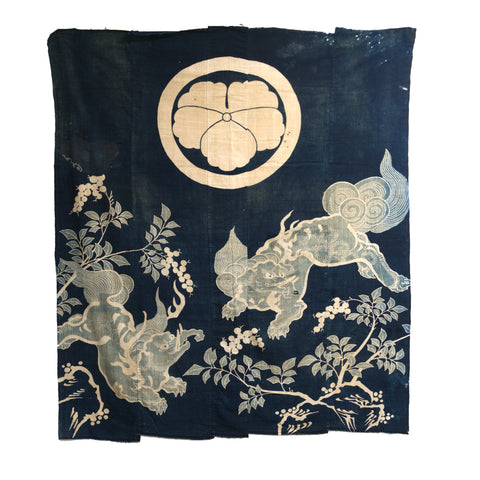 Tsutsugaki Indigo Wedding Futon Cover - Baku motif