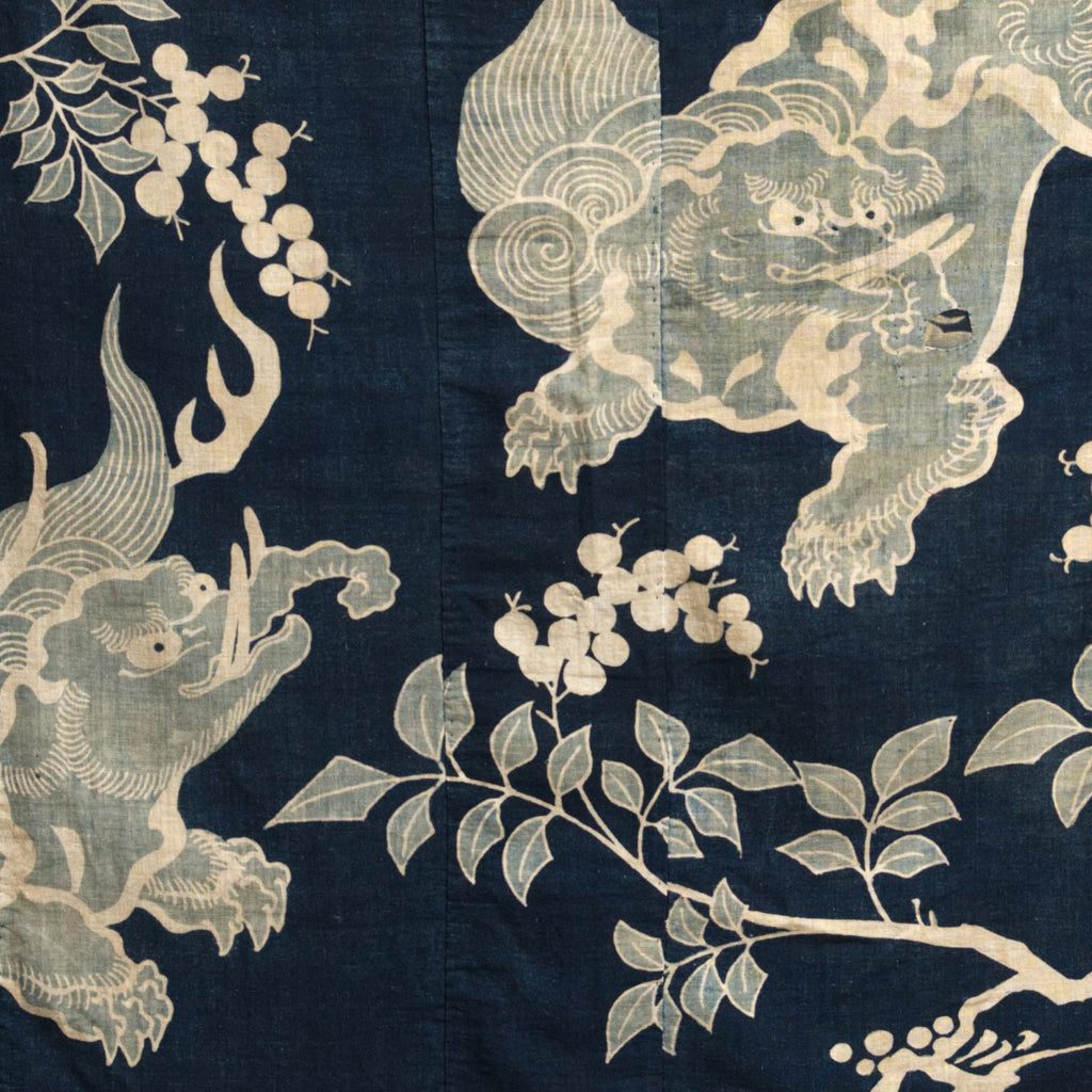 Tsutsugaki Indigo Wedding Futon Cover - Baku motif