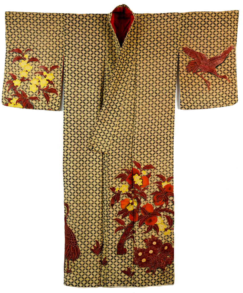 Kimono - Shippo Tsunagi Silko with Urushi Lacquer Painting