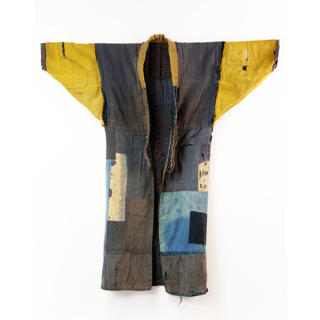 Boro Noragi - Shima cottons, yellow cotton repairs