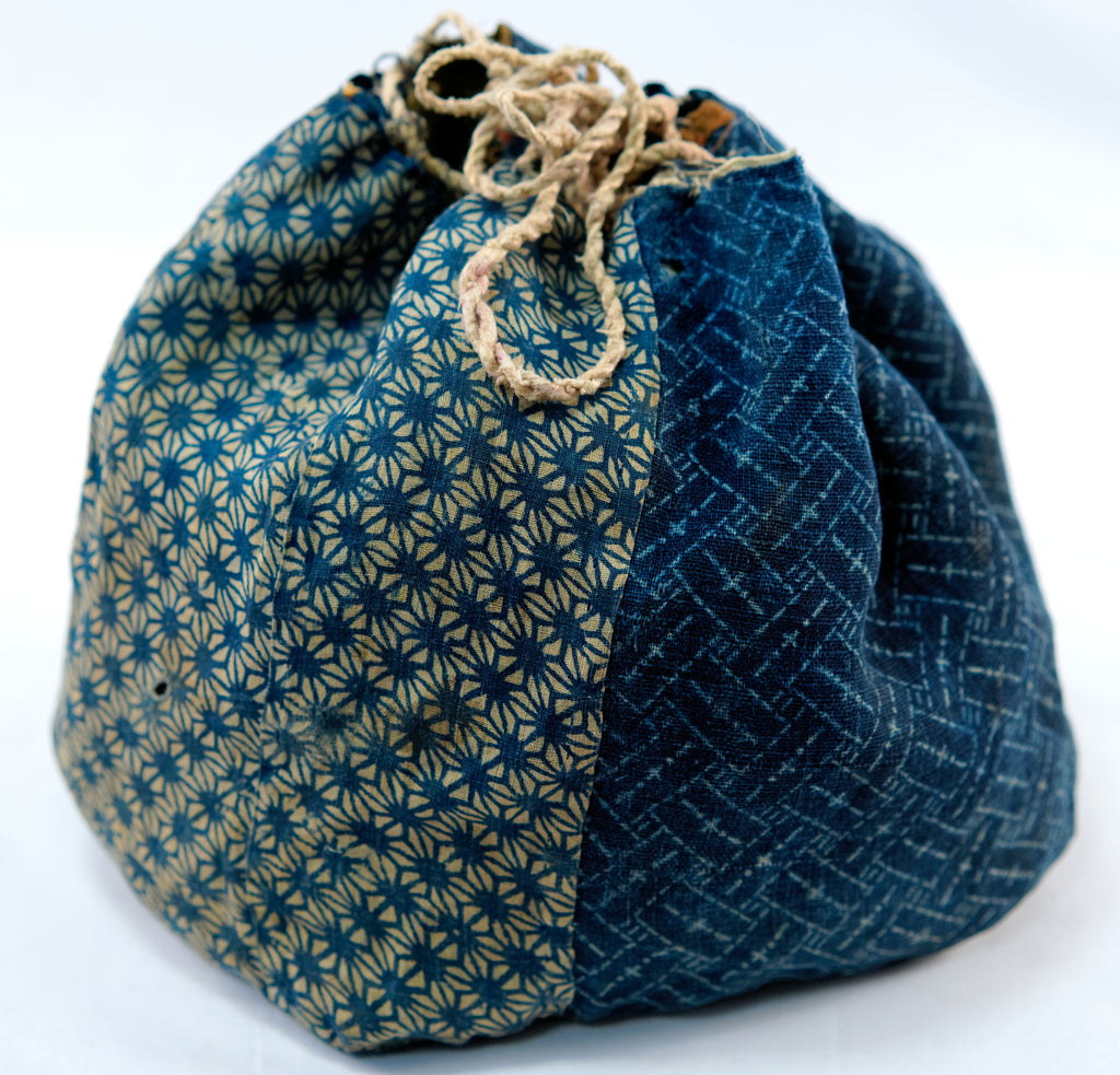 Komebukuro - hemp katazome patchwork bag