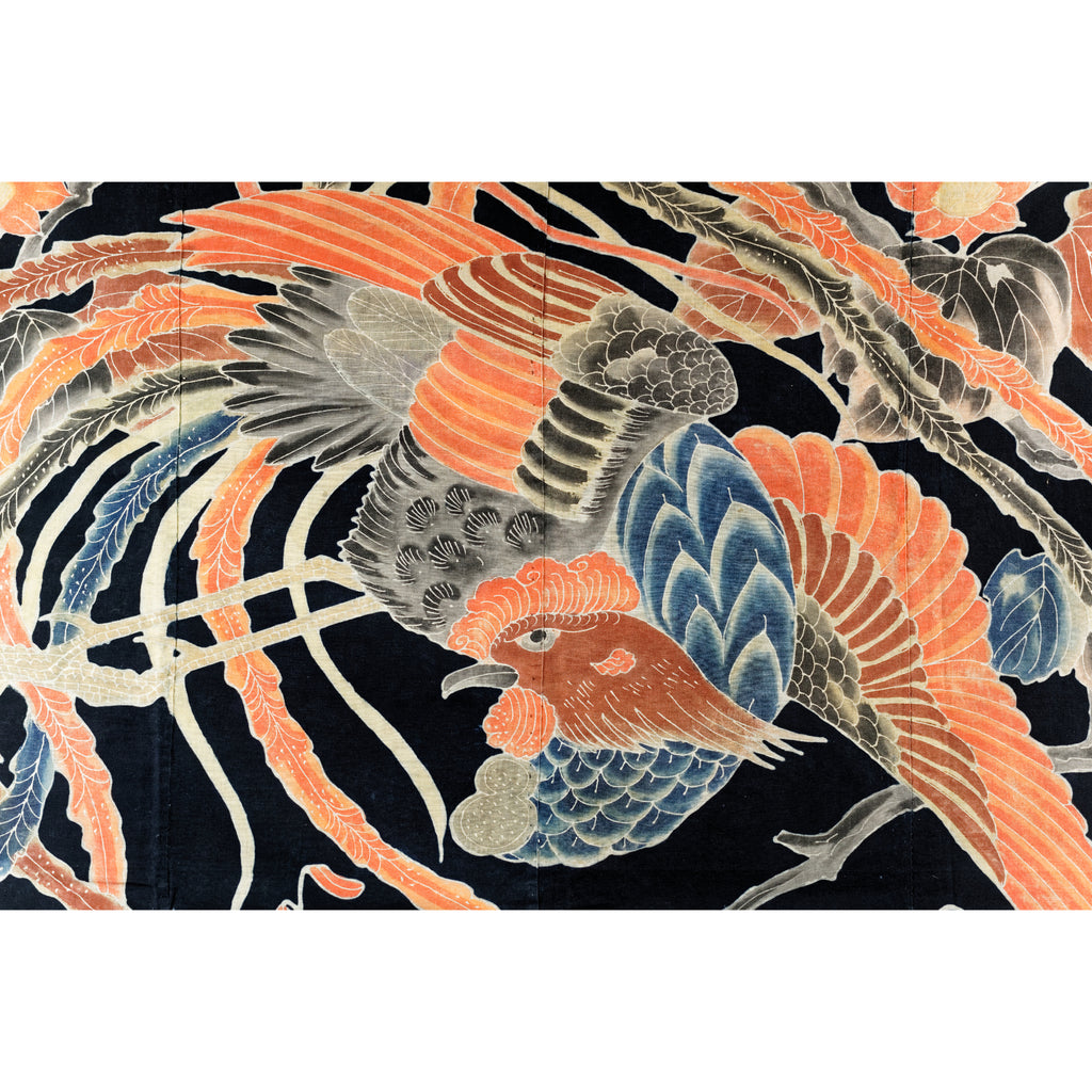 Tsutsugaki Futon Cover - Polychrome Phoenix and Waves
