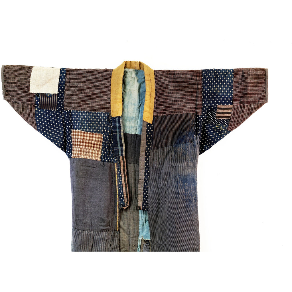 Boro Noragi - Shima cottons, yellow cotton repairs
