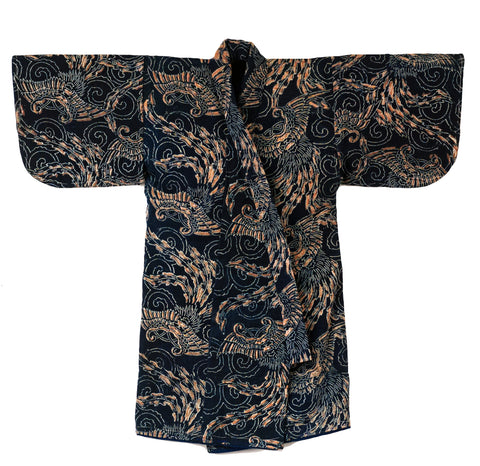 Katazome Baby's Kimono - Hagoromo or angel's cloak motif