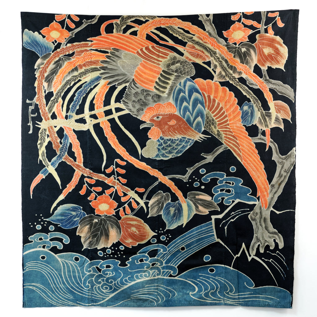 Tsutsugaki Futon Cover - Polychrome Phoenix and Waves