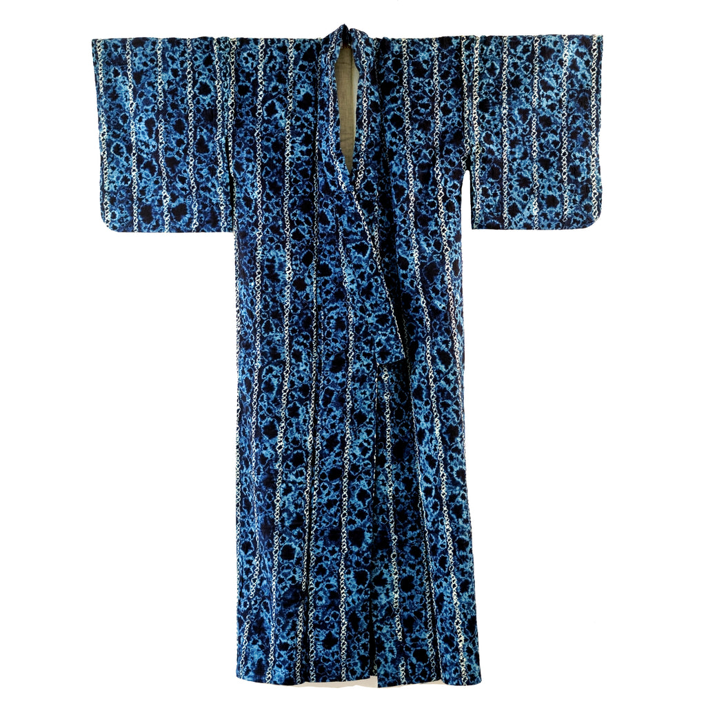 Shibori Kimono - Muira Overdyed Indigo